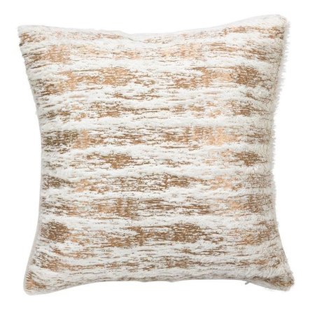 SARO LIFESTYLE SARO 2323P.GL15S 15 in. Faux Fur with Brushed Metallic Foil Print Down Filled Throw Pillow - Gold 2323P.GL15S